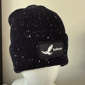 Solitude Black Speckled Knit Beanie